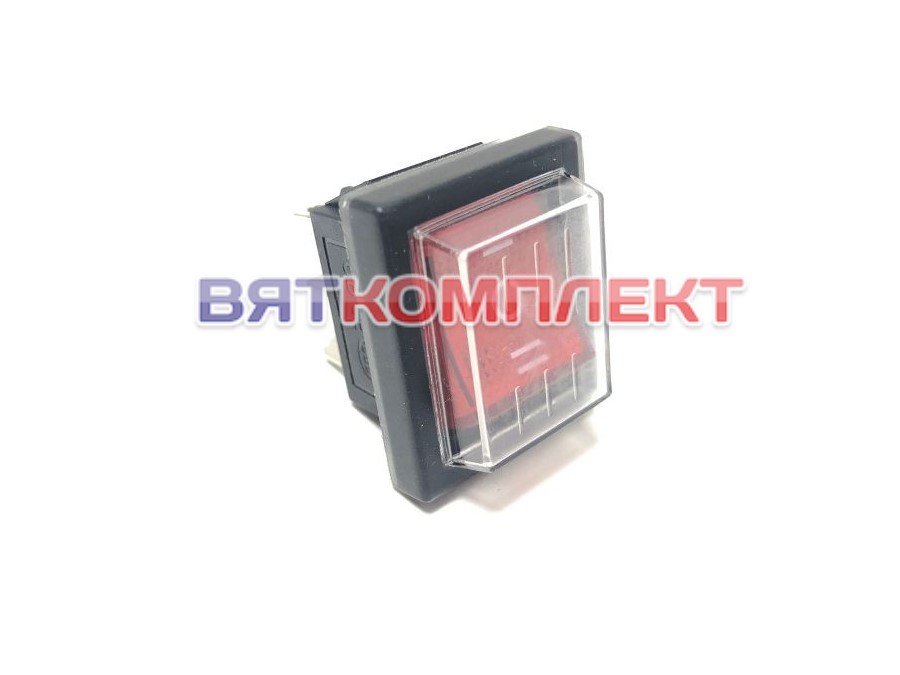 Переключатель влагостойкий (6-ти контактный) 16А, on-off-on, красный с нейтралью